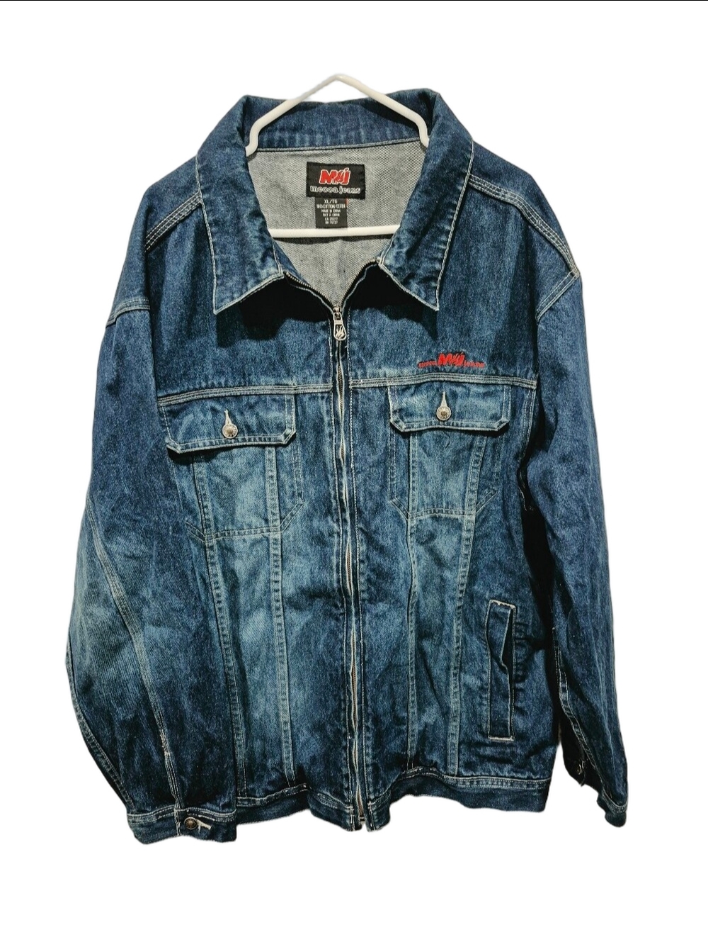 Vintage Mecca USA Jeans Denim Jacket Full Zip Y2K Baggy Mens XL